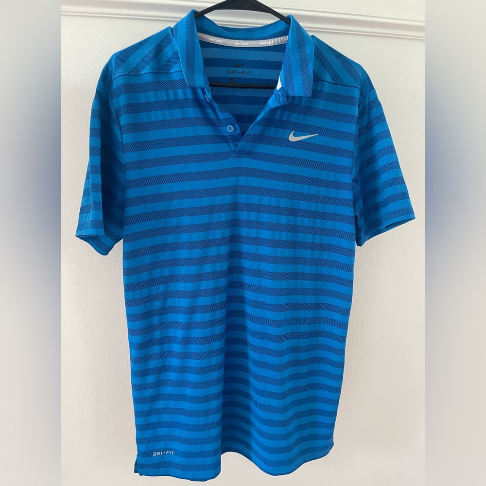 Nike Blue Striped Performance Polo